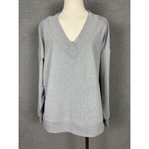 Ideology Women's Plus Size Fleece Lined V-Neck Pullover Sweatshirt Gray 1X NWT's